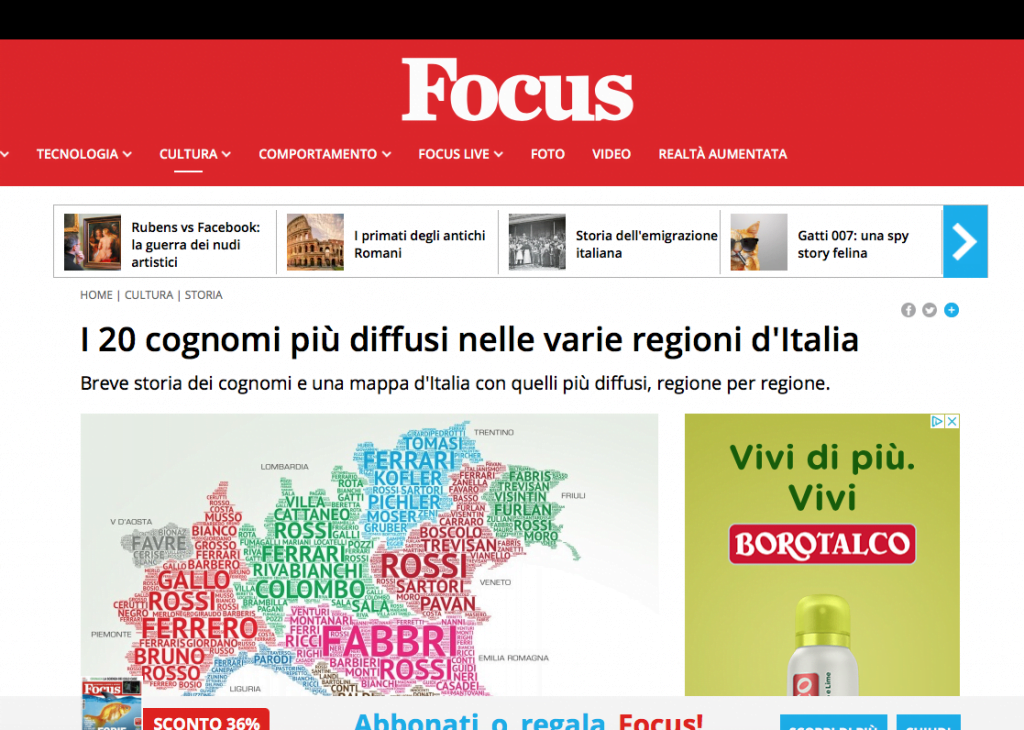 Os 100 nomes e sobrenomes italianos mais populares na Itália.