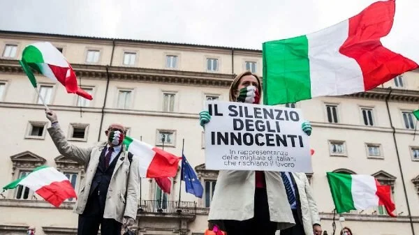 Protesto em Roma