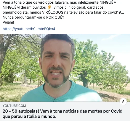 Boato diz que em Bergamo, apenas 1 a cada 10 mortes tem relação direta com a Covid-19