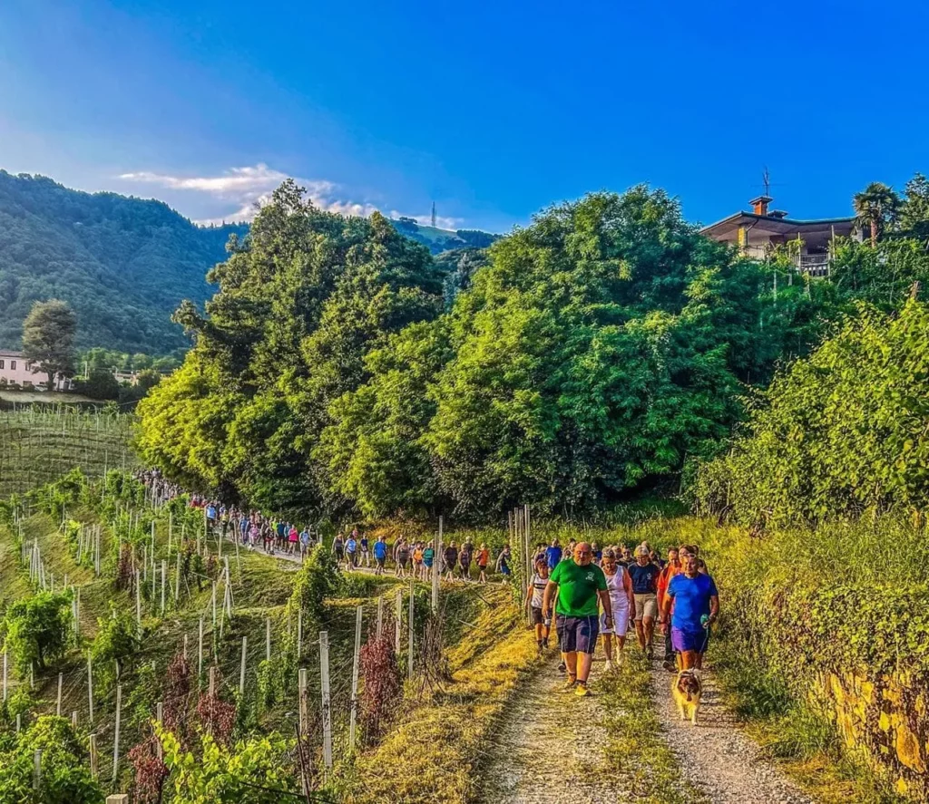 Moradores de Valdobbiadene aderem às caminhadas para melhorar a saúde e a qualidade de vida, inspirados pelo prefeito | Foto: La Repubblica  