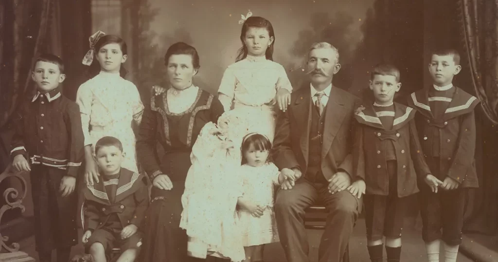 Uma típica família de imigrantes italianos, no começo do século 20 | Foto: Divulgação/Casa Amarela