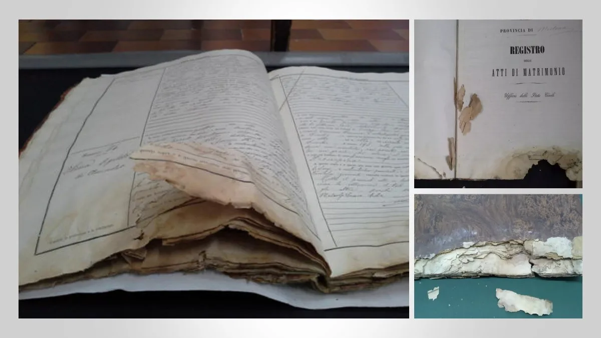 Projeto "Adota um registro" restaura documentos civis na Emilia-Romagna, danificados por terremoto em 2012 | Foto: Reprodução