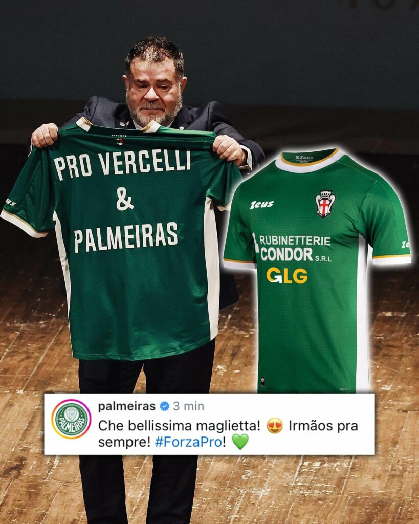 Time italiano lança camisa em homenagem ao Palmeiras