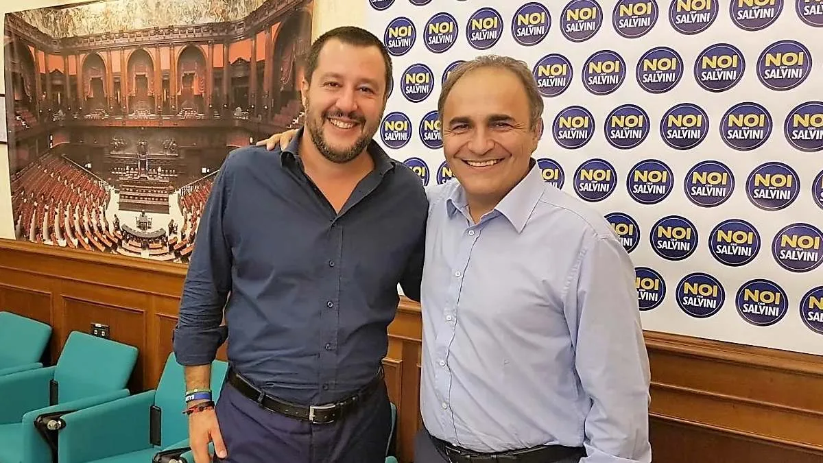Ricardo Merlo (dir), presidente do MAIE, ao lado de Matteo Salvini, líder da Liga | Foto: Italia Chiama Italia