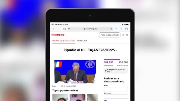 Petição online já conta com mais de 100 mil assinaturas contra o Decreto-Lei Tajani.