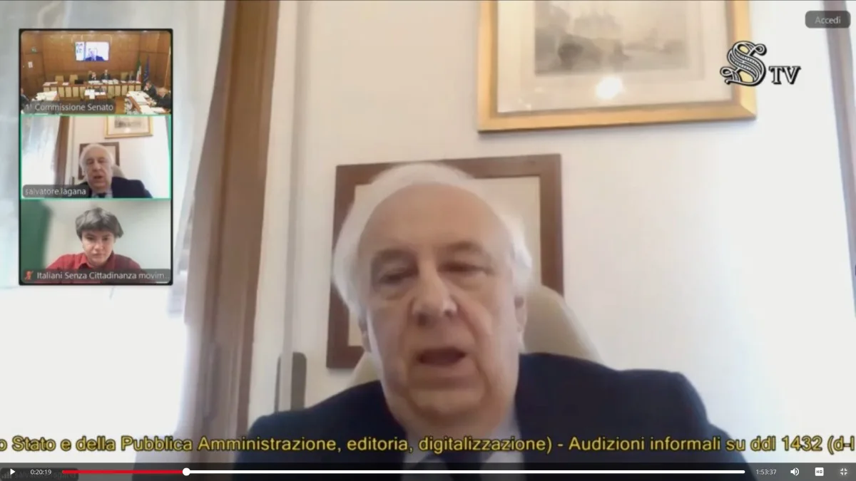 Laganà no Senado: críticas à retirada de direitos de descendentes de italianos | Foto: TV Senado