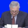 Vice-premiê e chanceler Antonio Tajani durante coletiva sobre o Decreto-Lei 36, no Palazzo Chigi, em Roma.