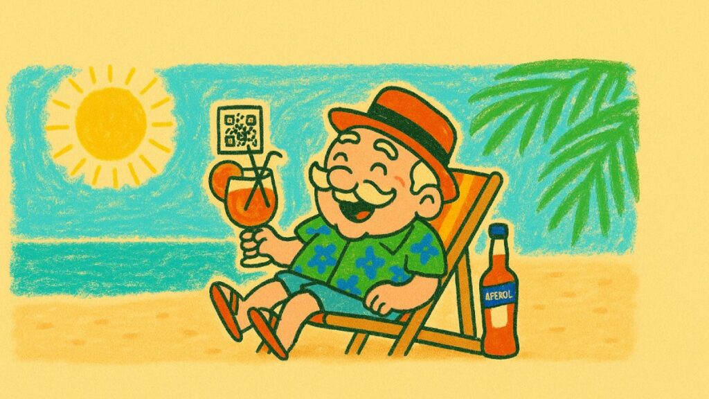 Tonton Spaghetti en mode vacances, l'ironie dans les veines et des tongs aux pieds.