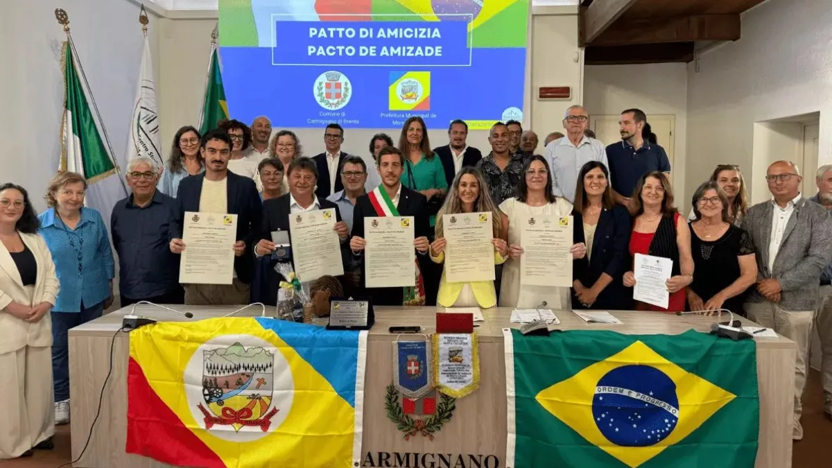 Delegação de Morro Grande, SC, visita Carmignano di Brenta para celebrar o pacto de amizade entre as duas comunidades