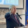 Antonio Tajani discursa para a comunidade ítalo-americana no consulado em Nova York.