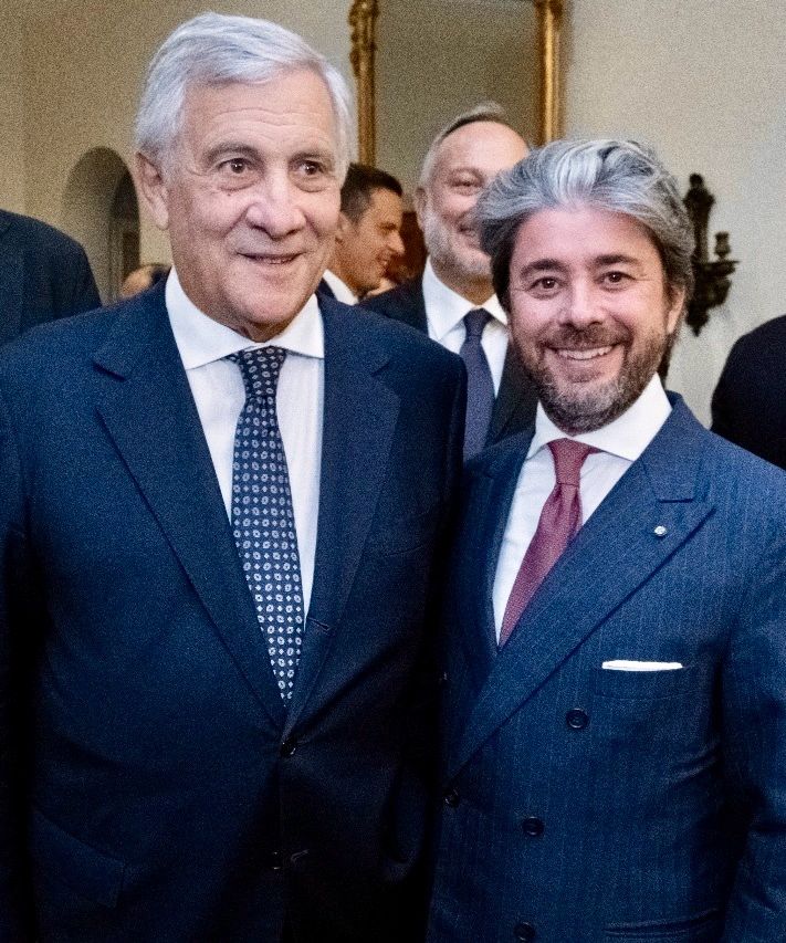 Vice-premiê italiano Antonio Tajani ao lado de Graziano Messana, presidente da Italcam