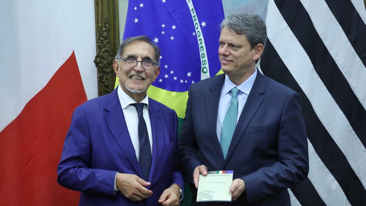 Presidente do Senado da Itália ao lado de Tarcísio de Freitas no Palácio dos Bandeirantes