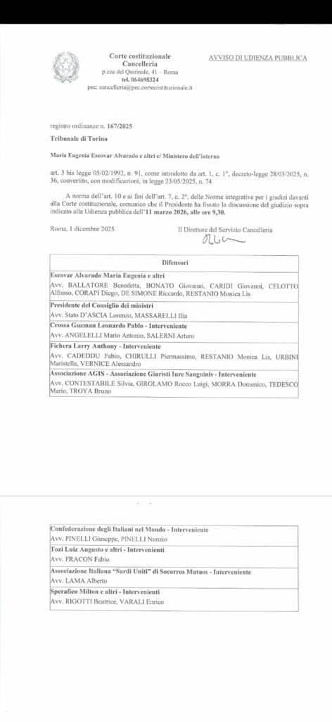 Aviso de audiência pública emitida pela Corte Constitucional