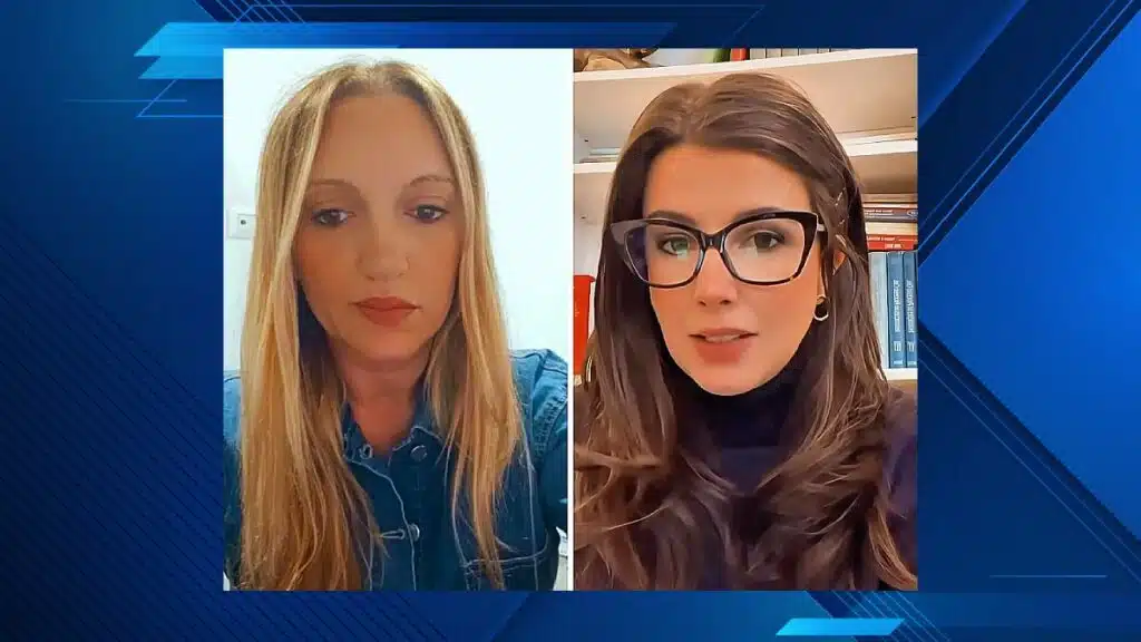 As advogadas Maria Stella La Malfa (à esquerda) e Roberta Aveline acompanham o julgamento da constitucionalidade do Decreto Tajani na Itália