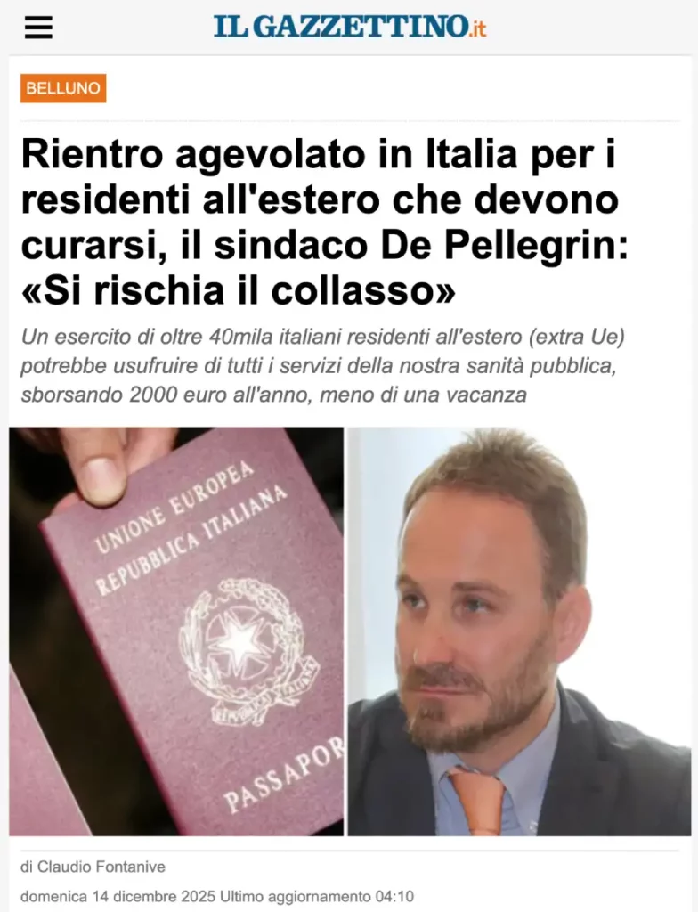 Entrevista de Camillo De Pellegrin no Il Gazzettino, do Vêneto