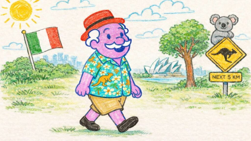 Fui dar uma esticadinha na Austrália. Igual político em missão oficial: ninguém sabe por quê, mas sempre aparece sorrindo na foto.