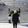 O presidente Sergio Mattarella durante homenagem em Roma