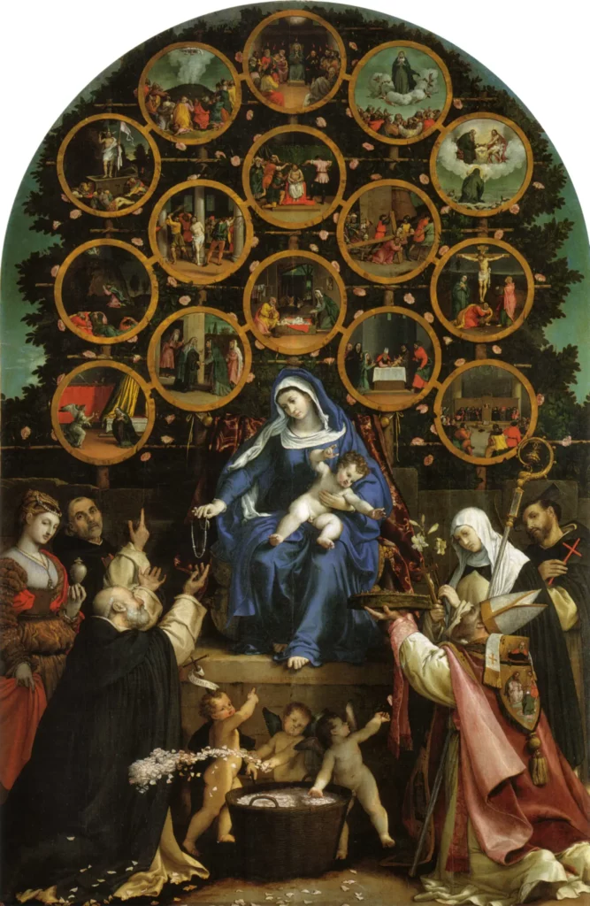"Madonna do Rosário", pintada por Lorenzo Lotto em 1539
