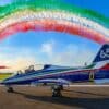 Jatos da Frecce Tricolori formam as cores da bandeira italiana
