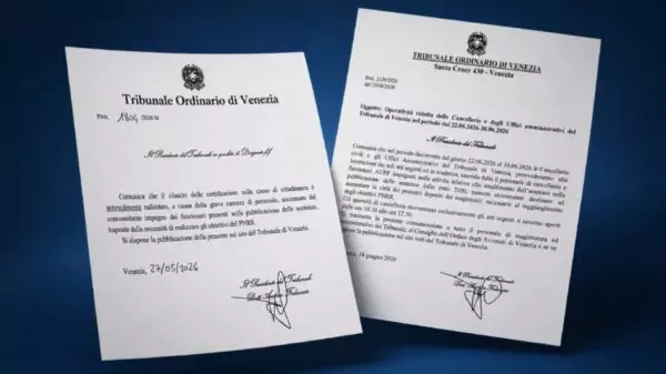 Reprodução/Tribunale Ordinario di Venezia