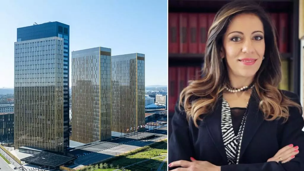 El Tribunal de Justicia de la Unión Europea, en Luxemburgo, donde se planteó la cuestión del artículo 3 bis, junto a la abogada Flavia Di Pilla, entrevistada por Italianismo. Fotomontaje de Italianismo.