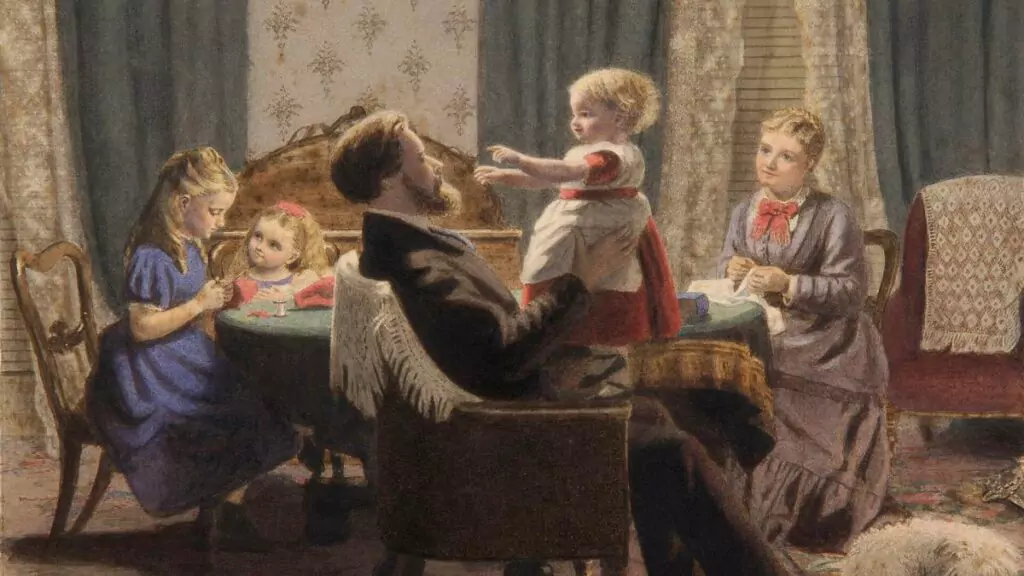 Famiglia raffigurata in un dipinto del XIX secolo. L'immagine è esemplificativa: i curiosi cognomi di cui si parla nell'articolo furono registrati principalmente tra il XII e il XIII secolo, soprattutto in Toscana e nell'Italia centrale. Foto: Wikimedia Commons