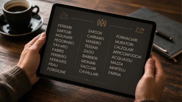 Sobrenomes que vieram do trabalho: o ferreiro, o alfaiate, o moleiro, o pastor. Cada nome, um ofício de família. Arte: Italianismo