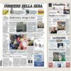 Montagem com as primeiras páginas de Corriere della Sera, La Repubblica, La Stampa, Il Fatto Quotidiano e Il Messaggero de 30 de agosto de 2026. Reprodução / The Front Pager.