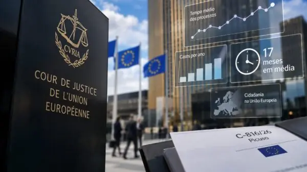 Tribunal de Justiça da União Europeia, em Luxemburgo, onde tramita o processo C-816/26, Picuso, sobre a nova legislação italiana de cidadania | Foto: ilustração gerada por IA