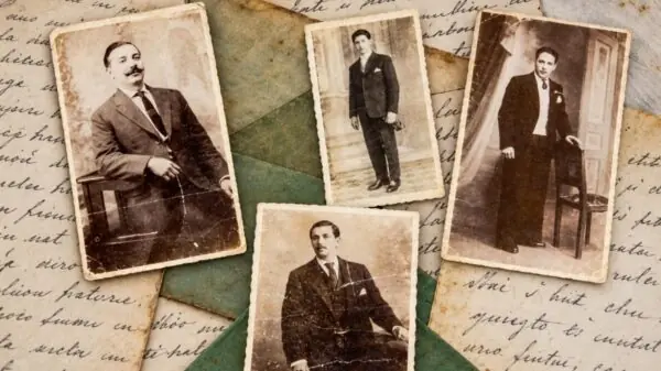 Colagem produzida a partir de retratos históricos presentes no material iconográfico associado ao projeto “I Diari Raccontano”, usado como referência para a história de Diletto Manzini | Foto: Fondazi