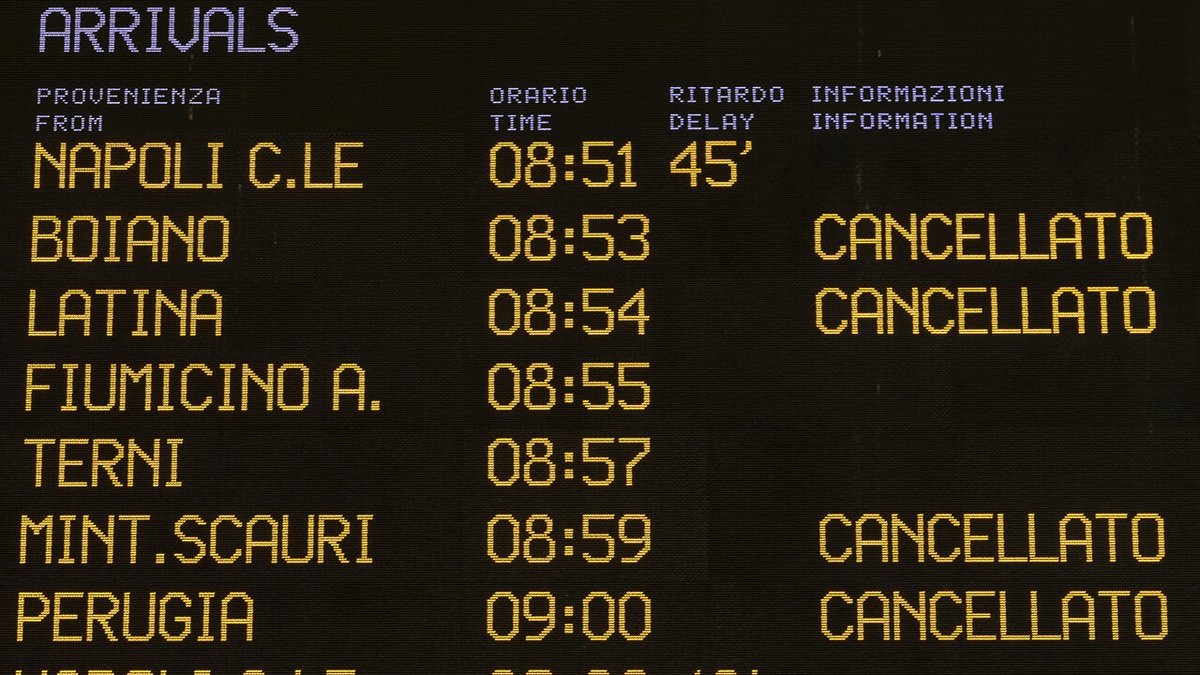 Autoridade multa RFI em 1,75 milhão de euros por caos ferroviário em Roma Termini