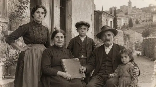 Família italiana em retrato de época, no início do século 20 | Imagem ilustrativa/IA
