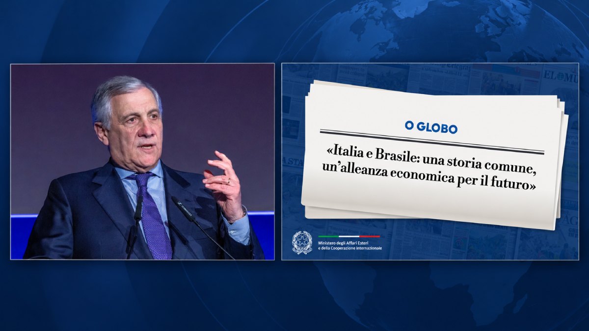 Antonio Tajani em imagem divulgada pelo Ministério das Relações Exteriores da Itália para destacar artigo publicado no O Globo sobre a parceria entre Itália e Brasil | Foto: Farnesina/Reprodução