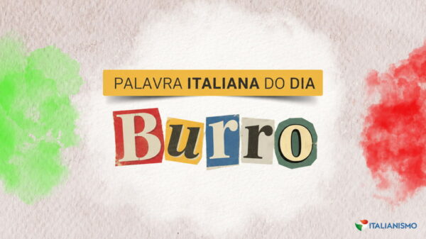Arte da série Palavra italiana do dia, do Italianismo, sobre a palavra burro, que significa manteiga em português.