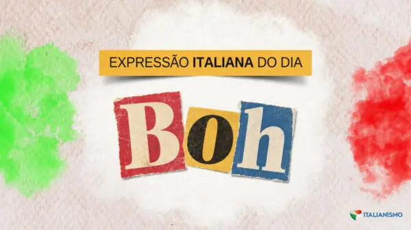 Arte da série Expressão italiana do dia, do Italianismo, sobre a expressão boh, que significa sei lá em português.