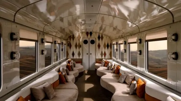 Interior do La Dolce Vita Orient Express, que estreia rota entre Roma e Istambul em 2026