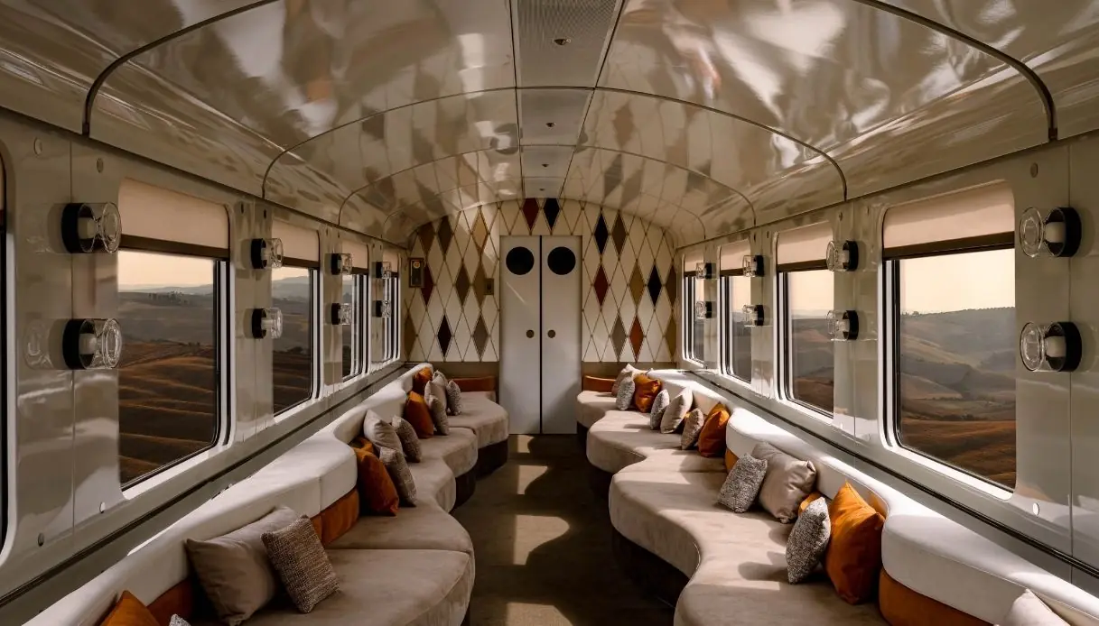 Interior do La Dolce Vita Orient Express, que estreia rota entre Roma e Istambul em 2026